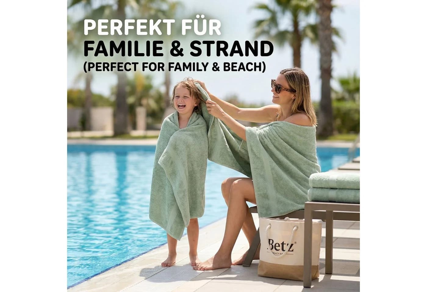 Betz Badetuch Set 2 Stück 100% Baumwolle Grün Frottier - Bild 3