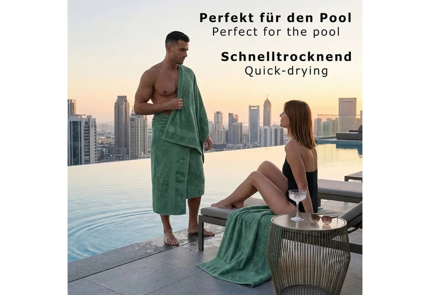 Betz Duschtuch-Set 2-tlg. 70x140 cm 100% Baumwolle Grün PREMIUM