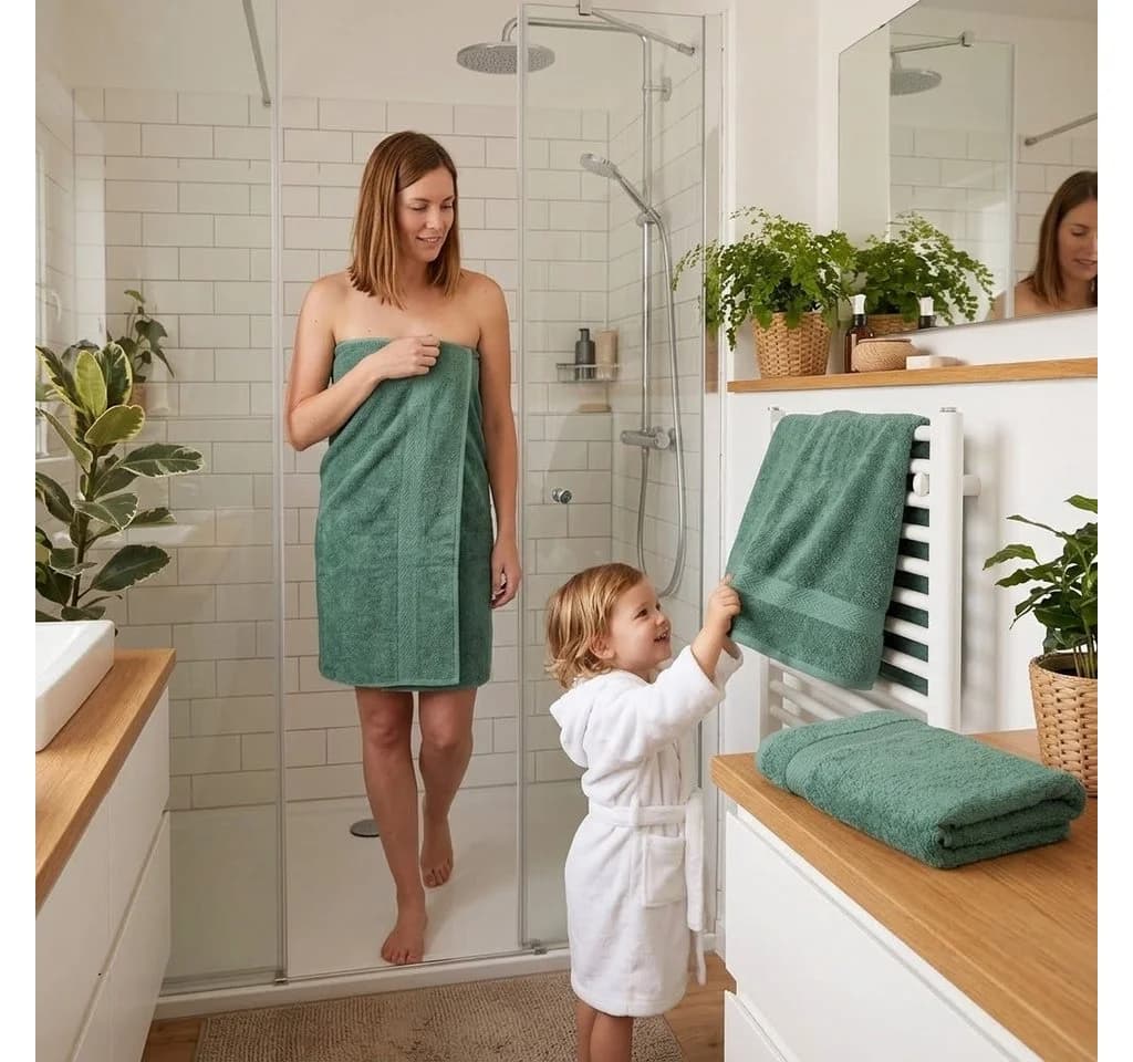 Betz Duschtuch-Set 2-tlg. 70x140 cm 100% Baumwolle Grün PREMIUM - Bild 3