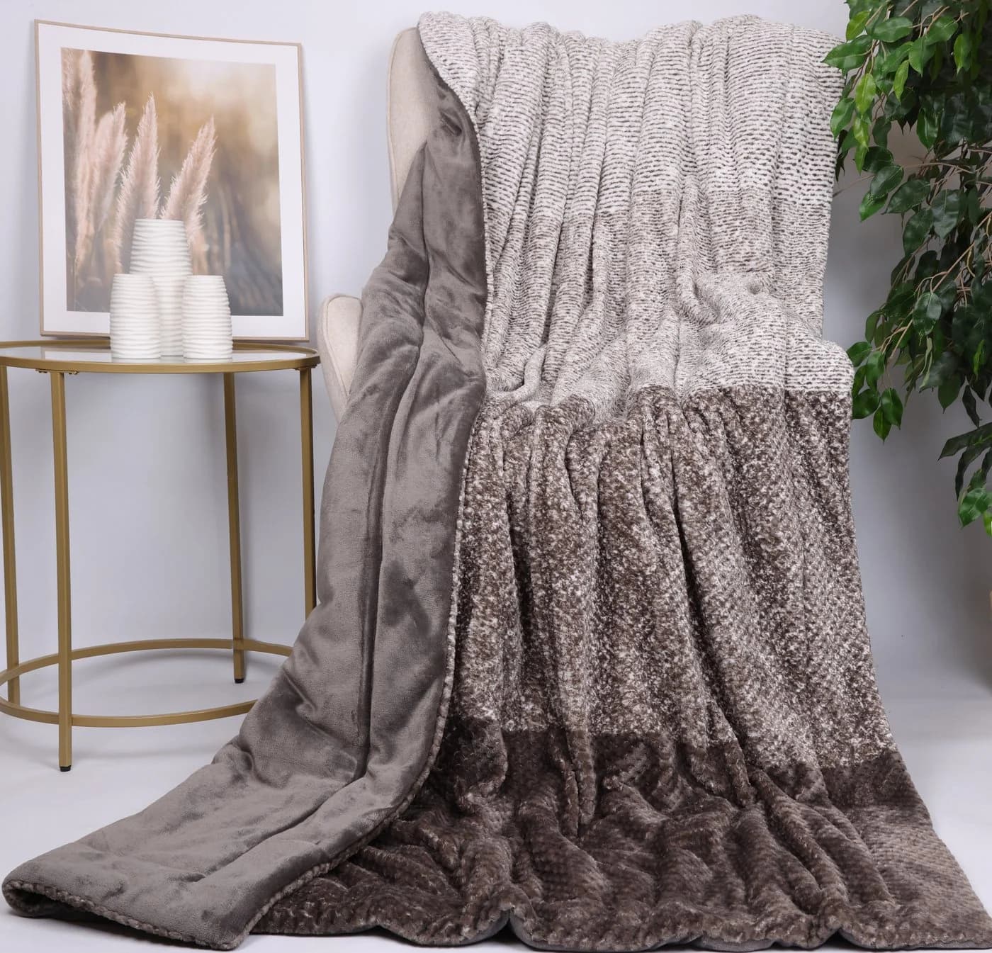 Betz Wohndecke Kuscheldecke XXL Beige Kariert Modern - Bild 3