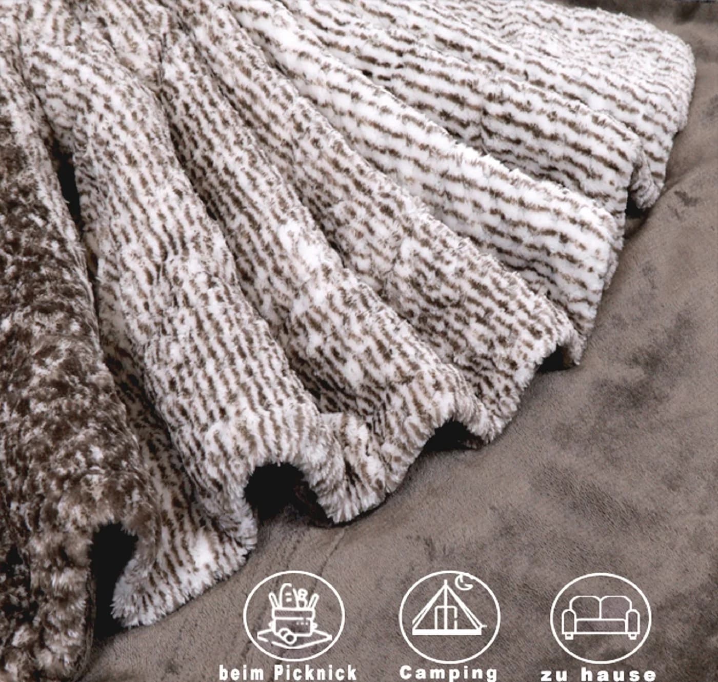 Betz Wohndecke Kuscheldecke XXL Beige Kariert Modern - Bild 4