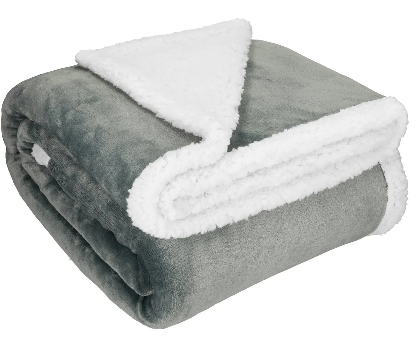 Betz Wohndecke Luxus Flanell Sherpa Kuscheldecke Verona Silber - Bild 2