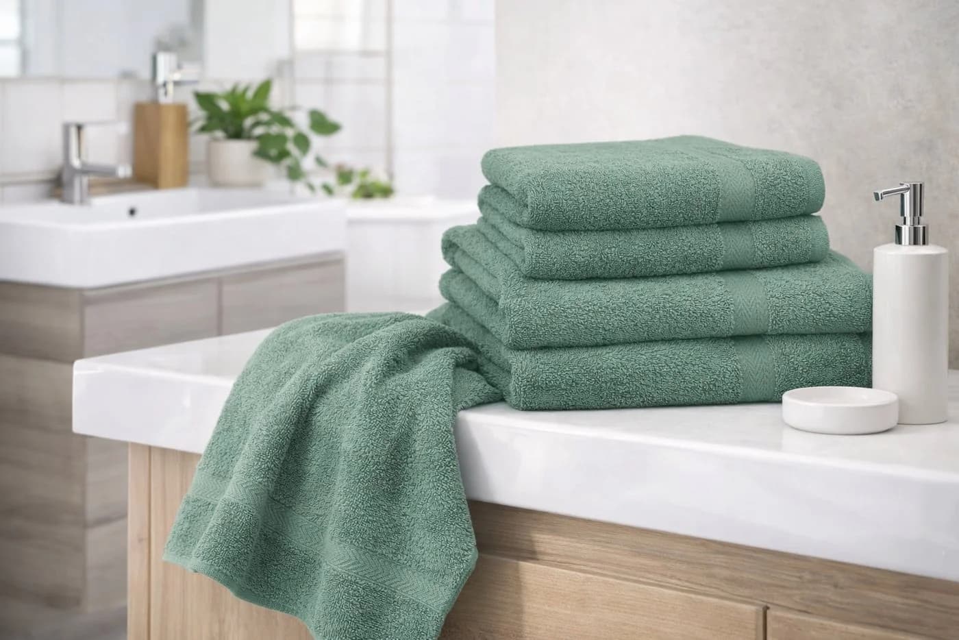 Betz Handtuch Set 4-tlg. PREMIUM Tannengrün 100% Baumwolle