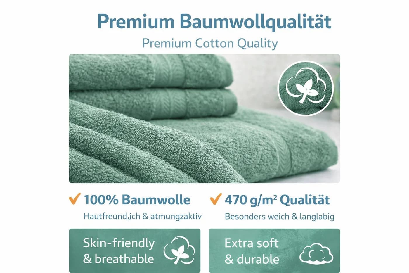 Betz Handtuch Set 4-tlg. PREMIUM Tannengrün 100% Baumwolle - Bild 5