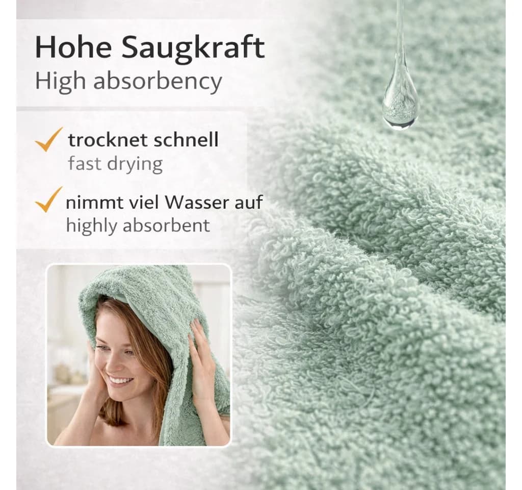 Betz Handtuch-Set 4-tlg. PREMIUM 100% Baumwolle Heugrün - Bild 5