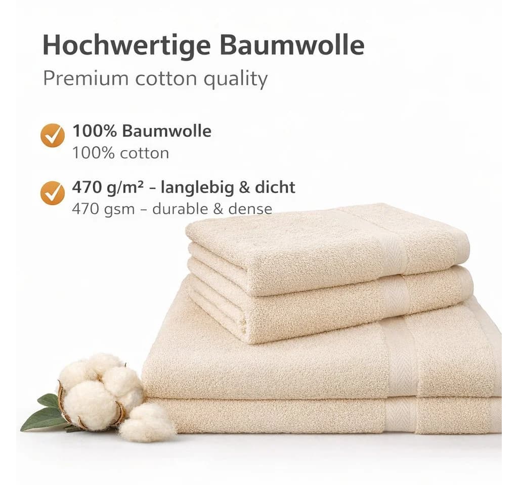Betz Handtuch Set 4-tlg. PREMIUM Beige 100% Baumwolle - Bild 5
