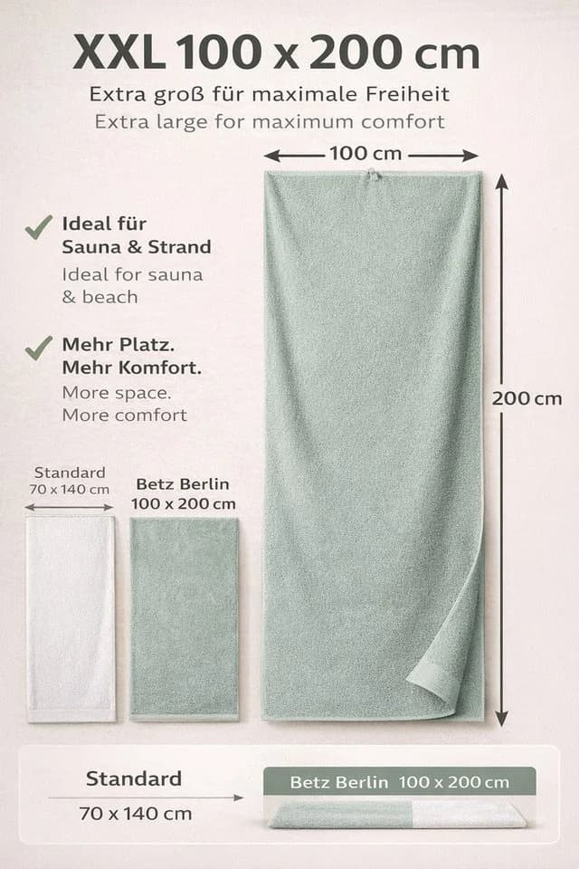 Betz Badetuch Berlin 100% Baumwolle Grün 100x200cm - Bild 3