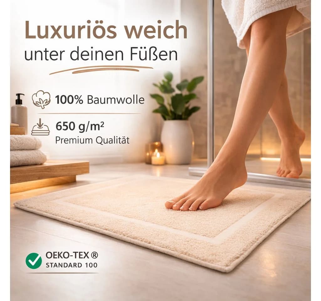 Betz Badematte 2er-Pack Premium Baumwolle Beige