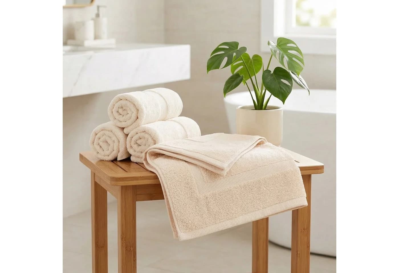 Betz Badematte 2er-Pack Premium Baumwolle Beige - Bild 3