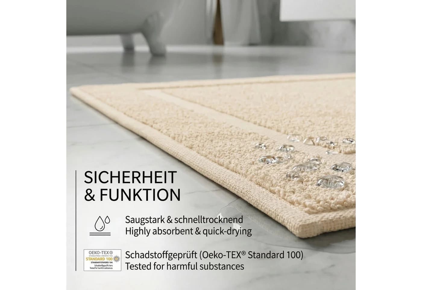 Betz Badematte 2er-Pack Premium Baumwolle Beige - Bild 5