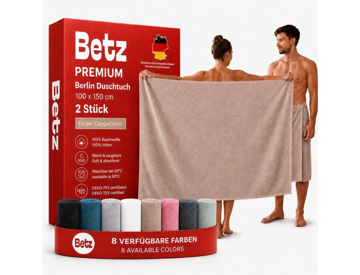 Betz Badetuch Maxi Duschtuch XXL 100x150cm 100% Baumwolle Beige - Bild 2
