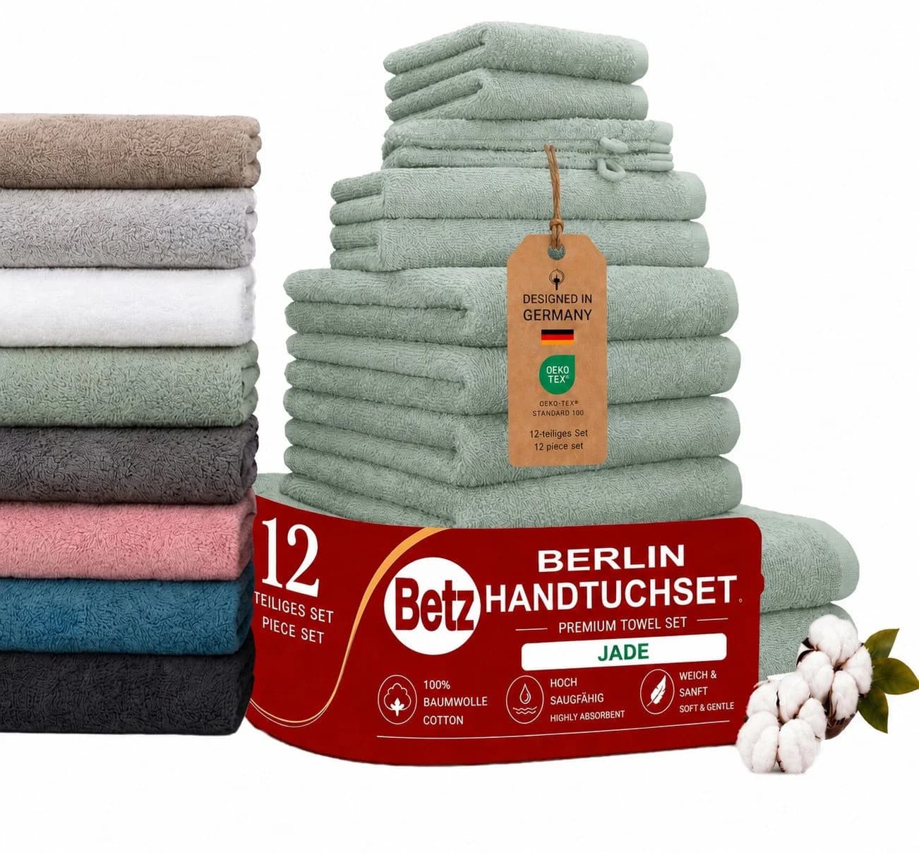 Betz Handtuch Set Berlin 12-tlg. 100% Baumwolle Grün - Bild 2