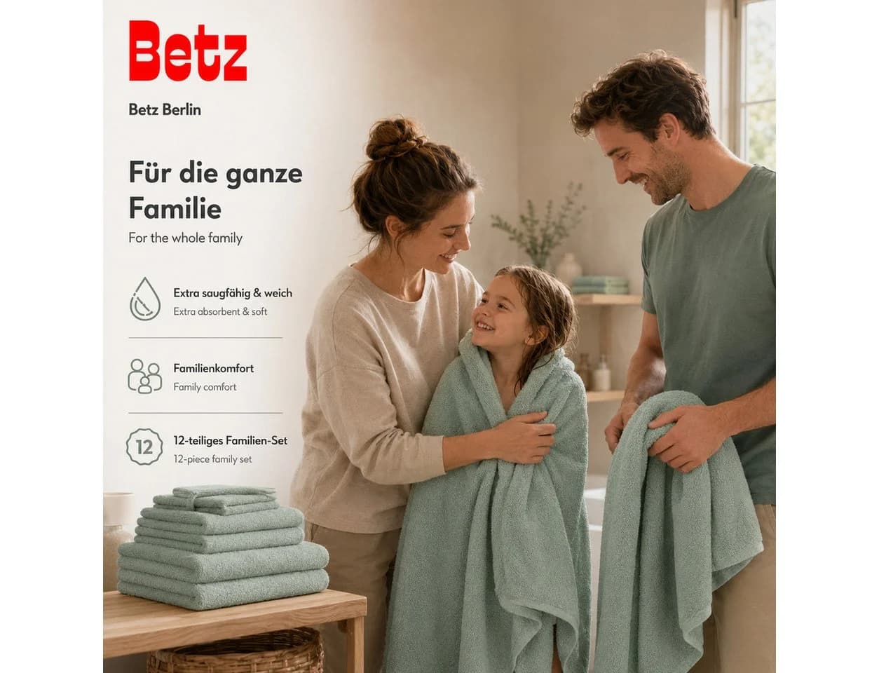 Betz Handtuch Set Berlin 12-tlg. 100% Baumwolle Grün - Bild 5