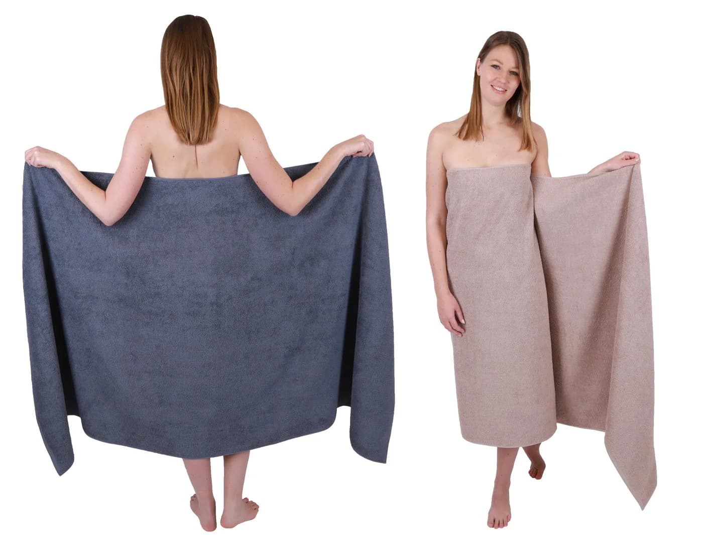 Betz Badetuch XXL 100x200cm 2er Set 100% Baumwolle Braun Grau - Bild 2