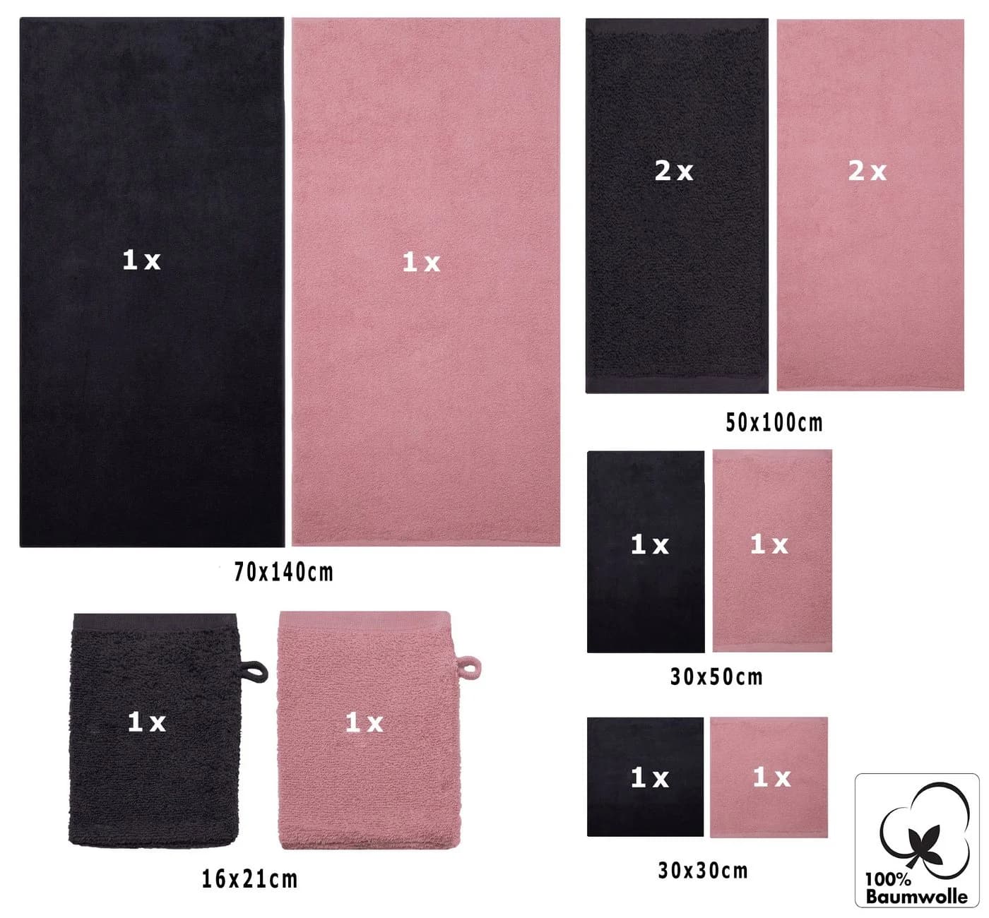 Betz Handtuch Set 12-tlg. Lotus - Graphit Baumwolle