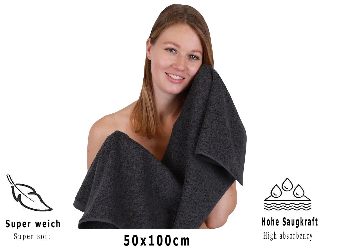 Betz Handtuch-Set Berlin 6er Pack Grau 100% Baumwolle - Bild 5
