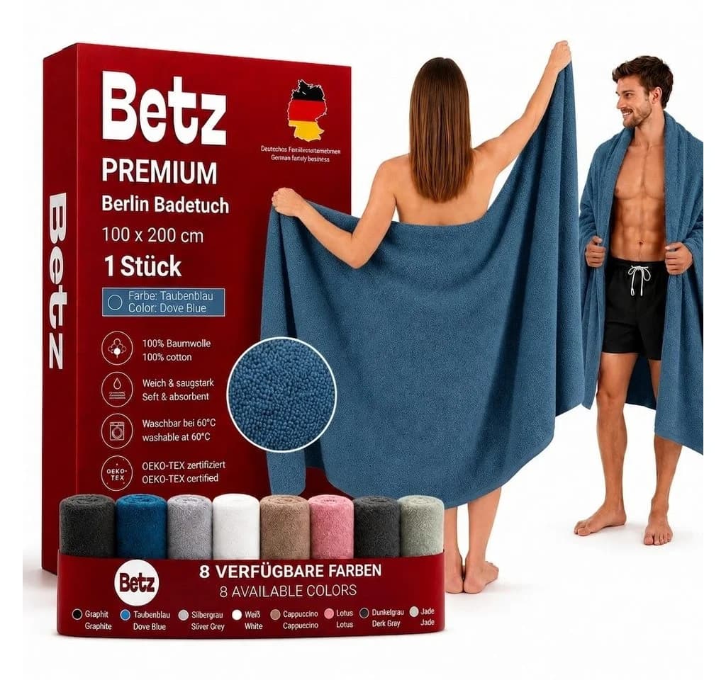 Betz Badetuch XXL 2er Set Taubenblau 100% Baumwolle - Bild 2