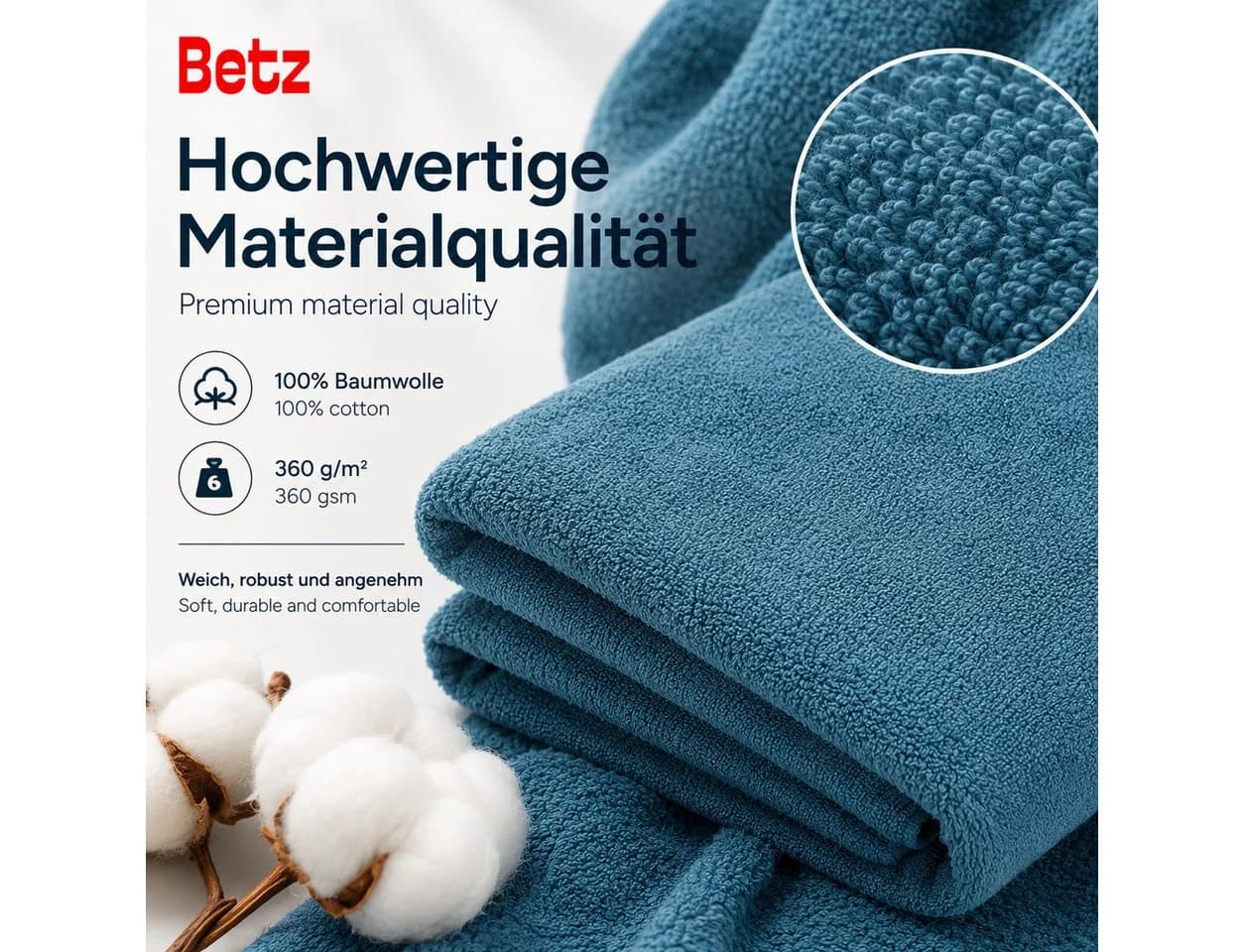 Betz Badetuch XXL 2er Set Taubenblau 100% Baumwolle - Bild 5