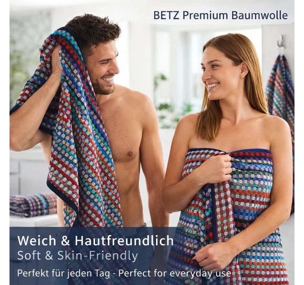 Betz Badetuch 2er Set XXL Karo Bunt
