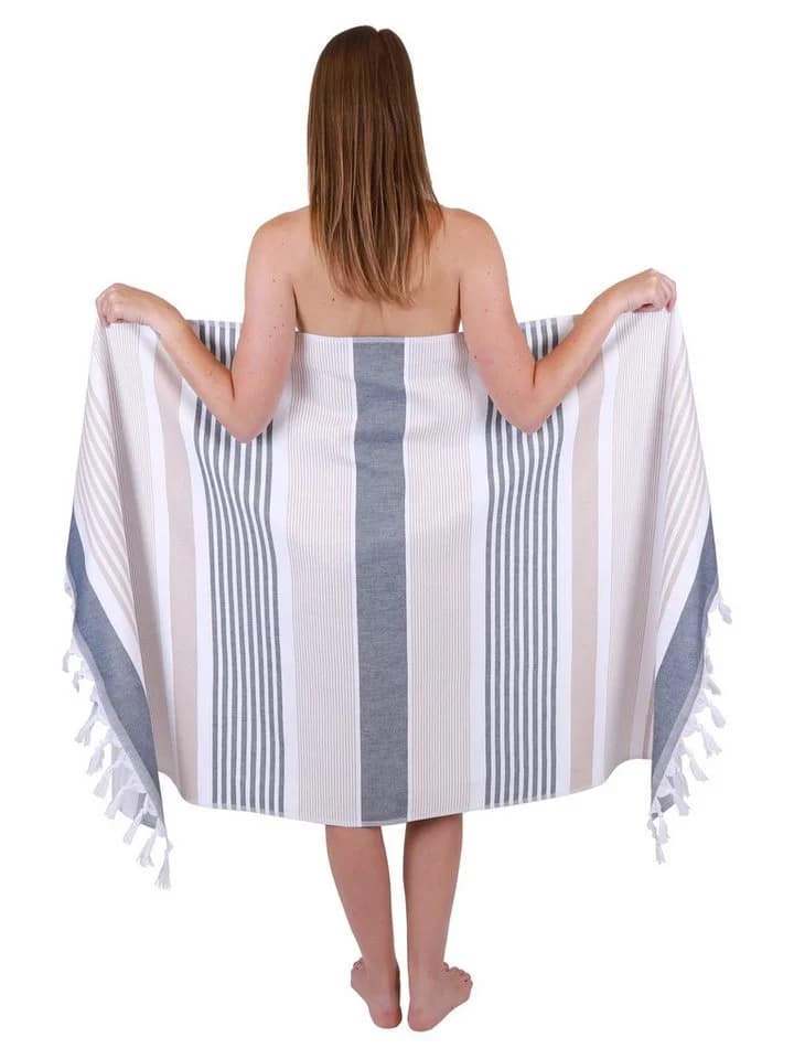 Betz Badetuch Hamamtuch 90x170cm 100% Baumwolle Braun - Bild 2