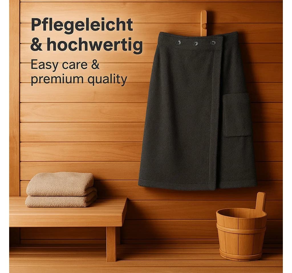 Betz Saunakilt BERLIN Frottee Grau mit Knöpfen 420 g/m²