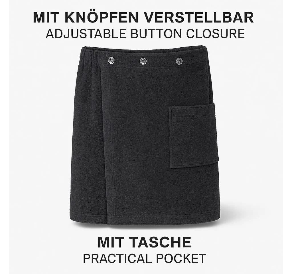 Betz Saunakilt BERLIN Frottee Grau mit Knöpfen 420 g/m² - Bild 3