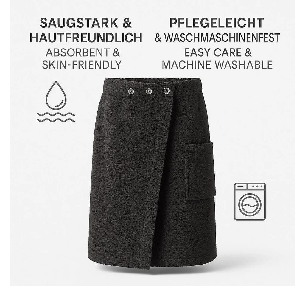 Betz Saunakilt BERLIN Frottee Grau mit Knöpfen 420 g/m² - Bild 4