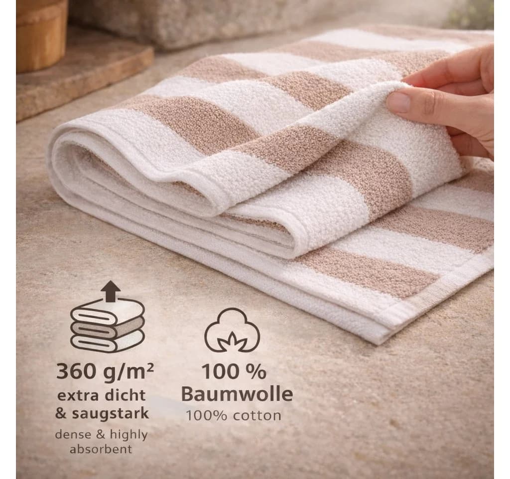 Betz Saunatuch Badetuch XXL Berlin 100% Baumwolle Beige-Weiß - Bild 5