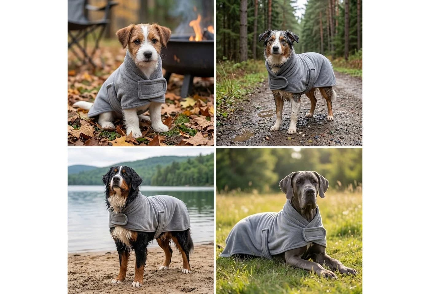Betz Hundehandtuch Grau 100% Baumwolle mit Klettverschluss