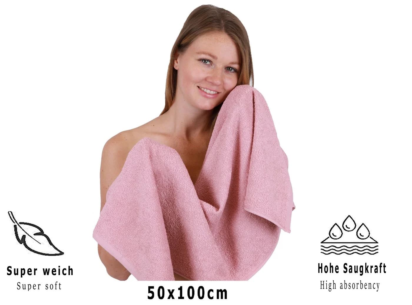 Betz Handtuch Set Berlin 4er Pack Rosa 100% Baumwolle Frottee - Bild 5