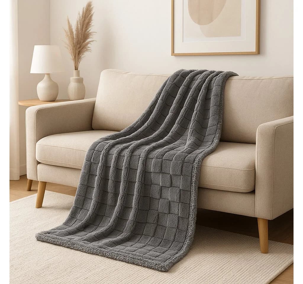 Betz Wohndecke Kuscheldecke VENEDIG Hellgrau XXL 150x200 cm