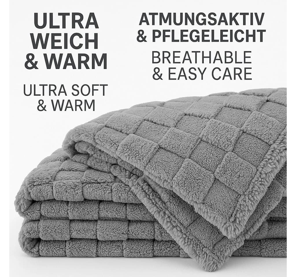 Betz Wohndecke Kuscheldecke VENEDIG Hellgrau XXL 150x200 cm - Bild 4