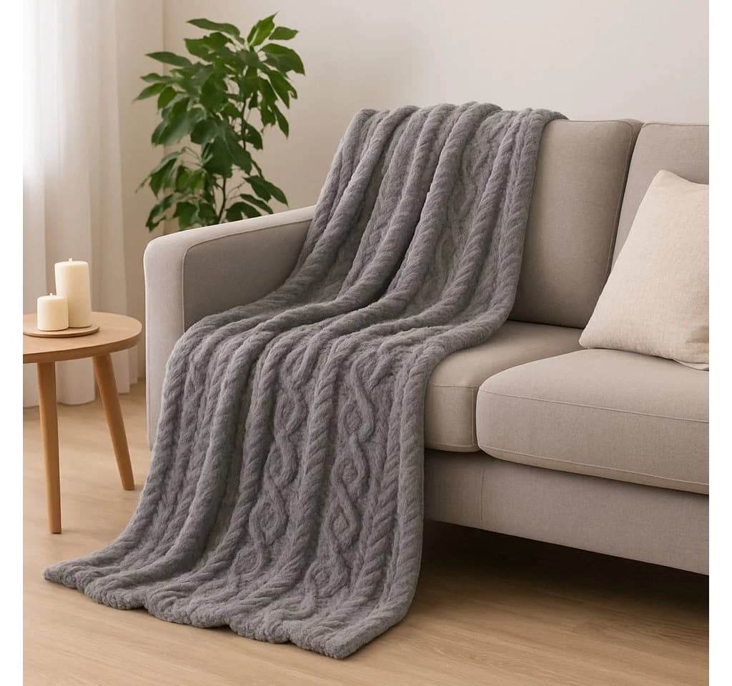 Betz Kuscheldecke BOZEN Grau 150x200 cm Flauschig