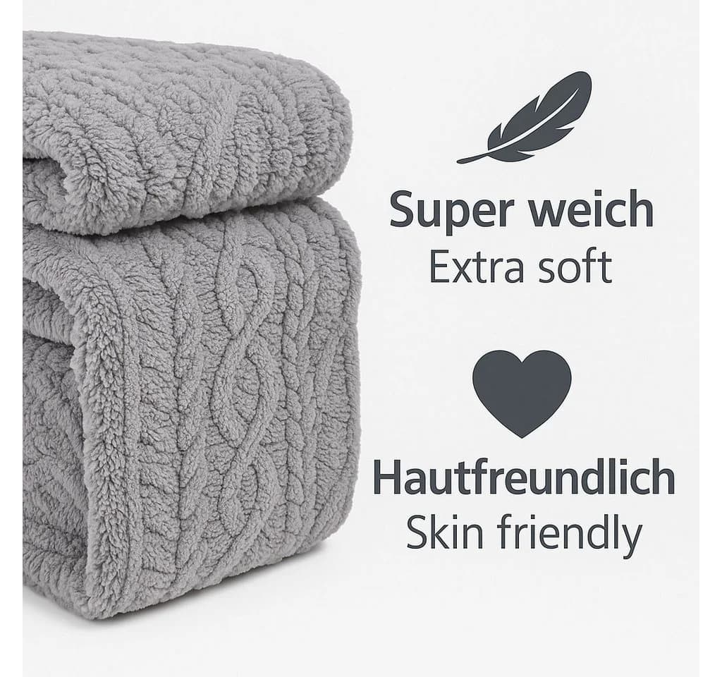 Betz Kuscheldecke BOZEN Grau 150x200 cm Flauschig - Bild 4