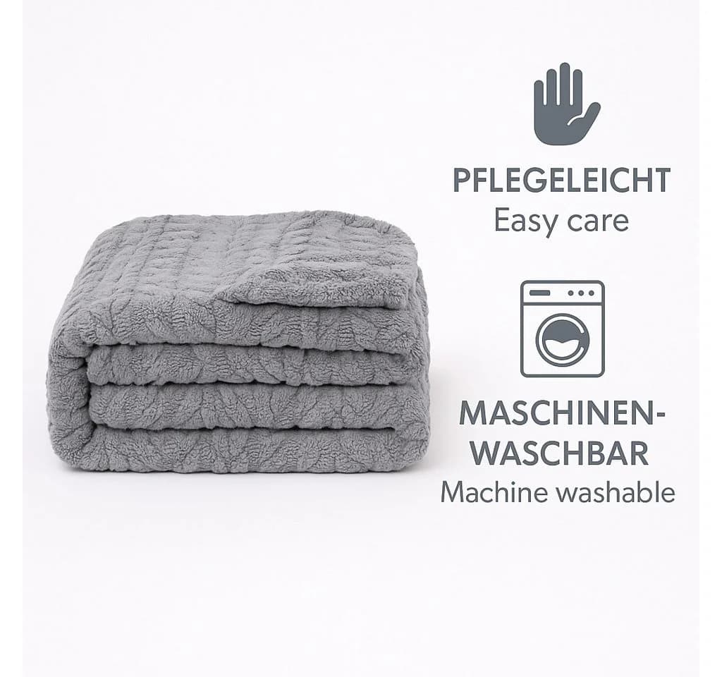 Betz Kuscheldecke BOZEN Grau 150x200 cm Flauschig - Bild 5