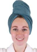 Betz Turban-Handtuch mit Knopf BERLIN Taubenblau 100% Baumwolle Bild 2