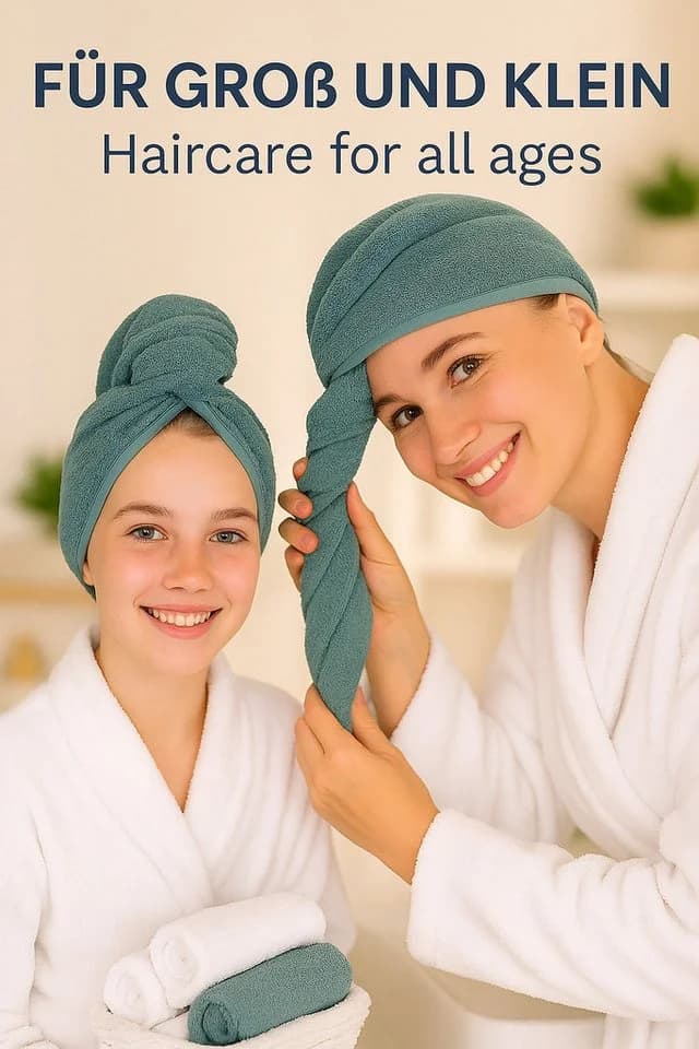 Betz Turban-Handtuch mit Knopf BERLIN Taubenblau 100% Baumwolle - Bild 5