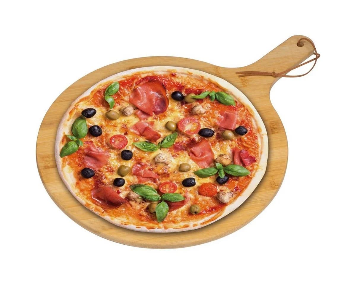 Macma Rundes Pizzabrett und Servierbrett aus Bambus - Bild 3
