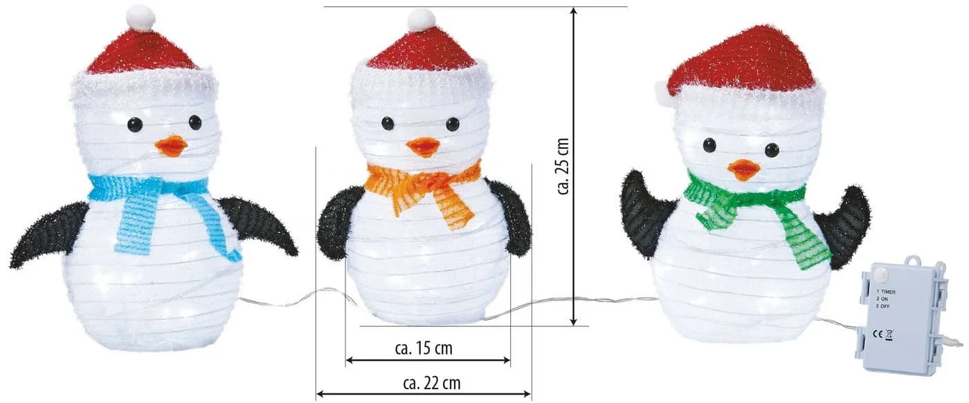Northpoint Weihnachtsfigur LED 3er Set Pinguin zusammenfaltbar für Innen und Außen - Bild 3
