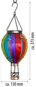 Northpoint LED Solar Laterne Heißluftballon Echtglas Bunt Bild 3