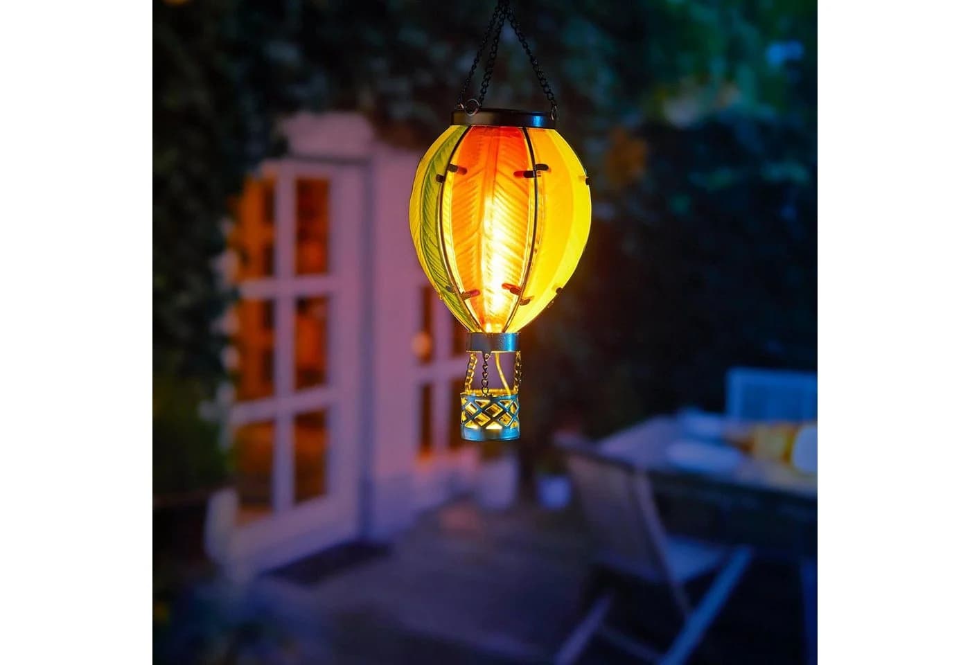 Northpoint LED Solar Laterne Heißluftballon Echtglas Bunt - Bild 4