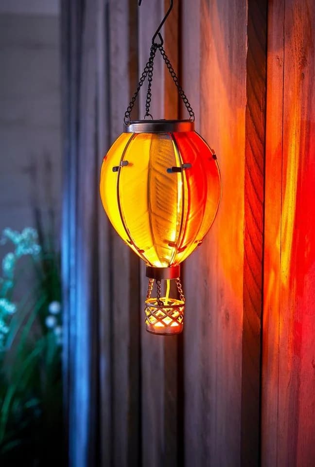 Northpoint LED Solar Laterne Heißluftballon Echtglas Bunt - Bild 5