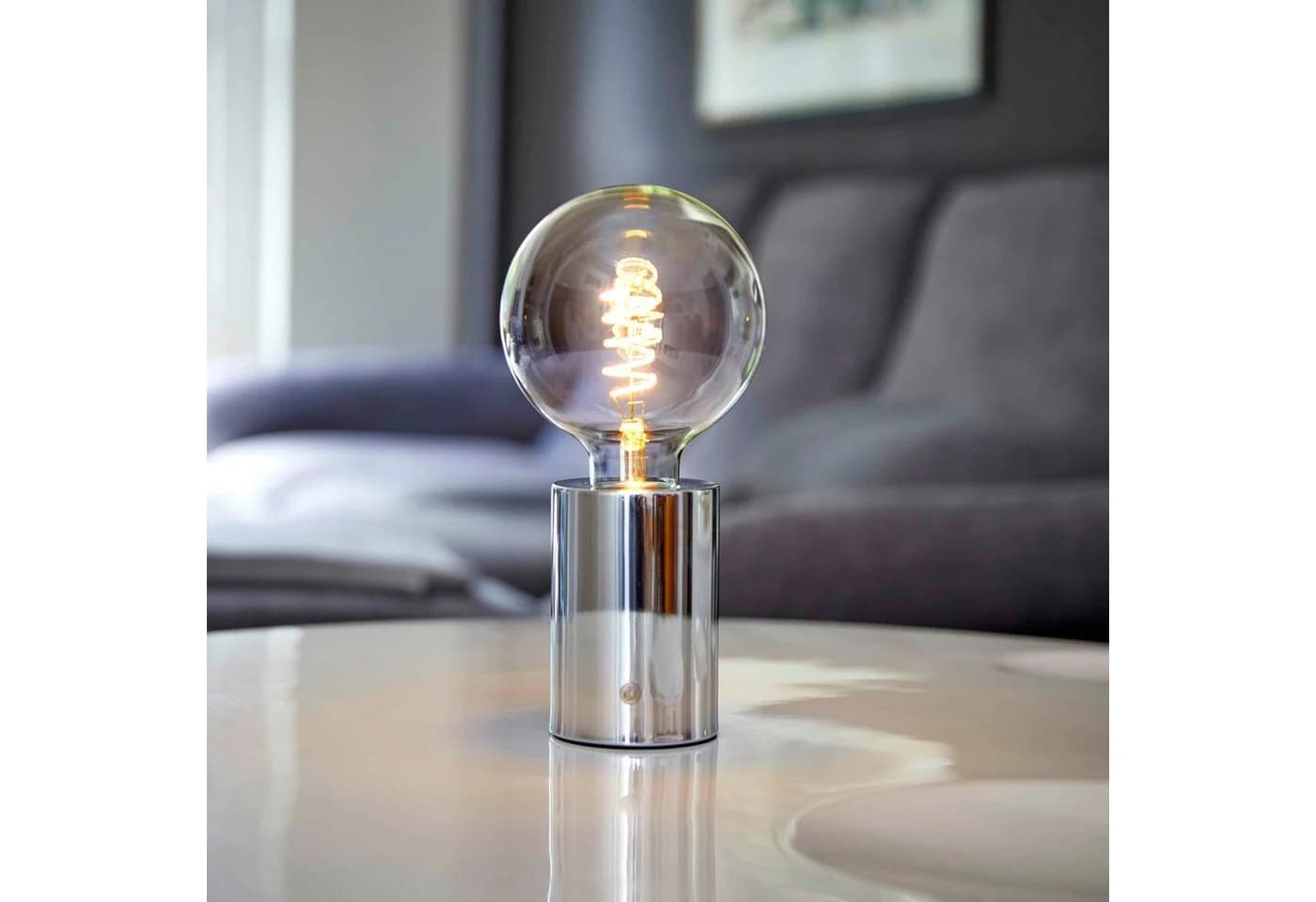 Northpoint Nachttischlampe LED Akku Tischleuchte Edison Glühbirne Chrom - Bild 3