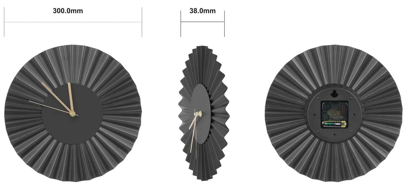 Northpoint Wanduhr Design Edelstahl Fächer Wanduhr Gewelltes Metall