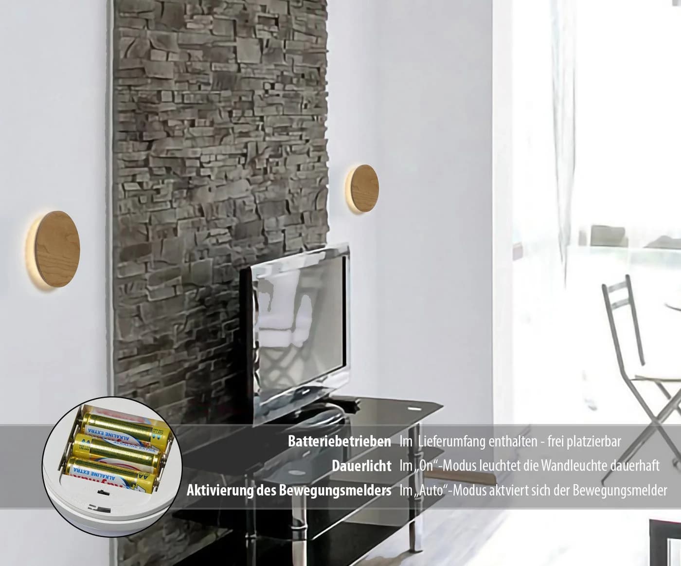 Northpoint LED Wandleuchte Echtholz Braun mit Bewegungsmelder - Bild 5
