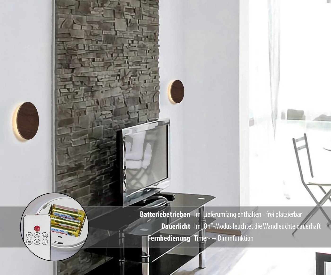 Northpoint LED Wandleuchte Echtholz Dimmbar mit Fernbedienung - Bild 5
