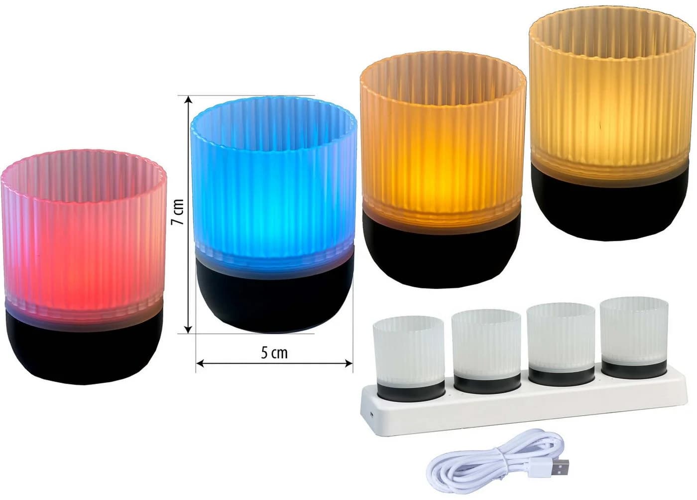 Northpoint LED Akku Lounge Lights 4er-Set RGBW Touchsensor Schwarz - Bild 3