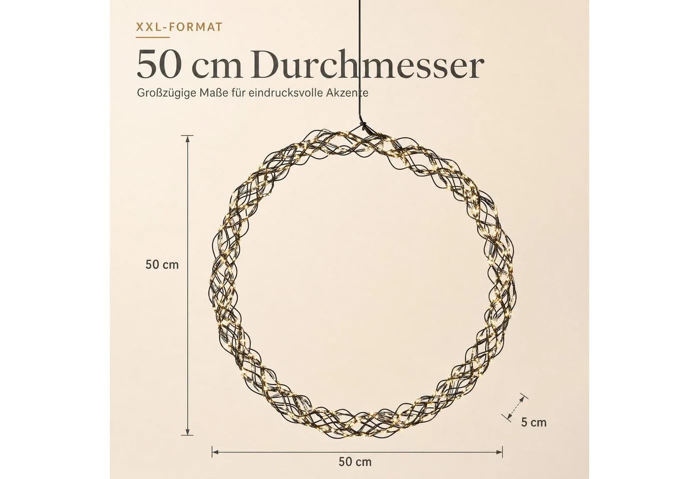 Northpoint XXL LED Lichtkranz 50cm 1000 LEDs Timer Schwarz - Bild 5