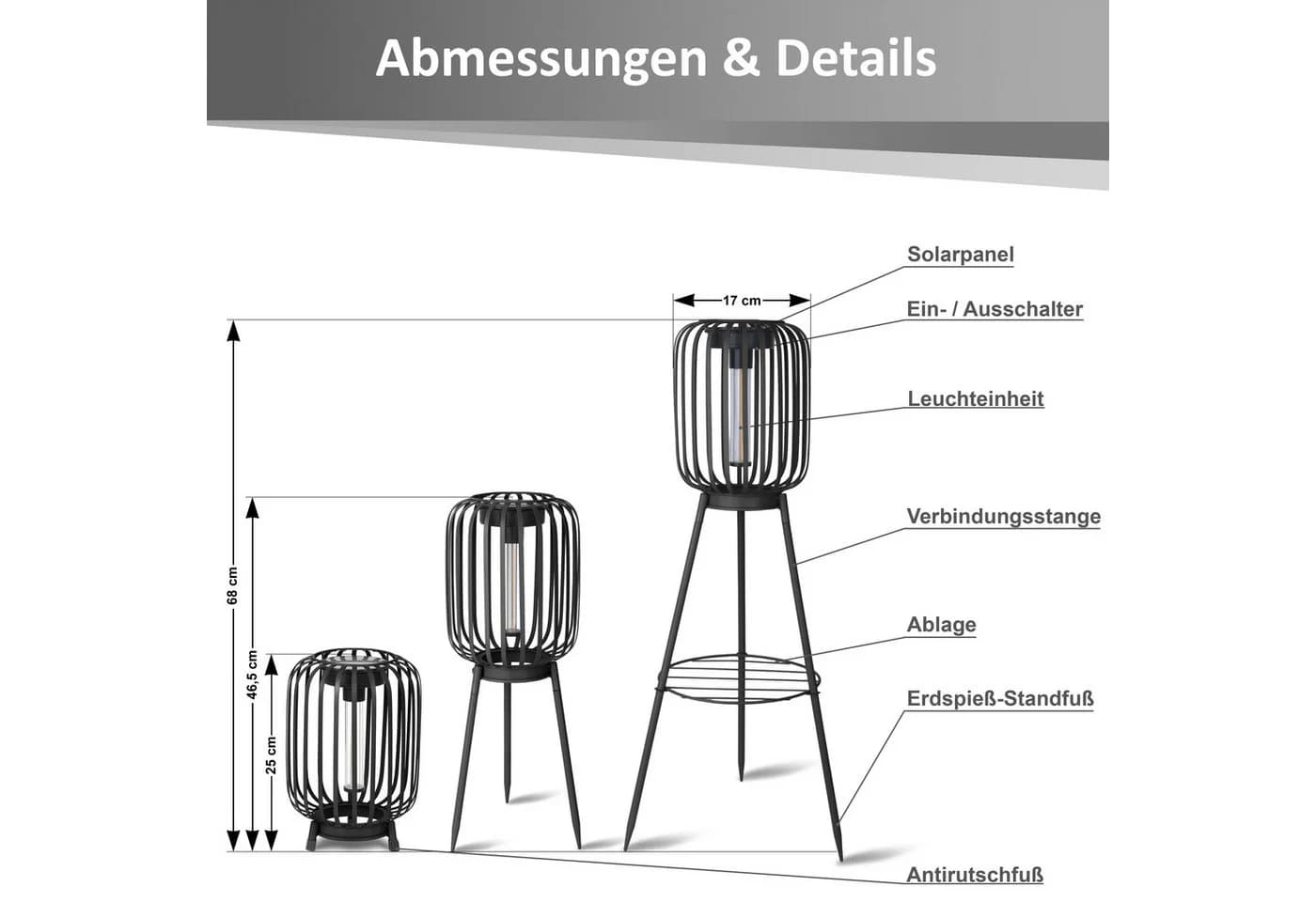 Northpoint Solar-Stehleuchte mit LED & COB-Technologie Warmweiß - Bild 3