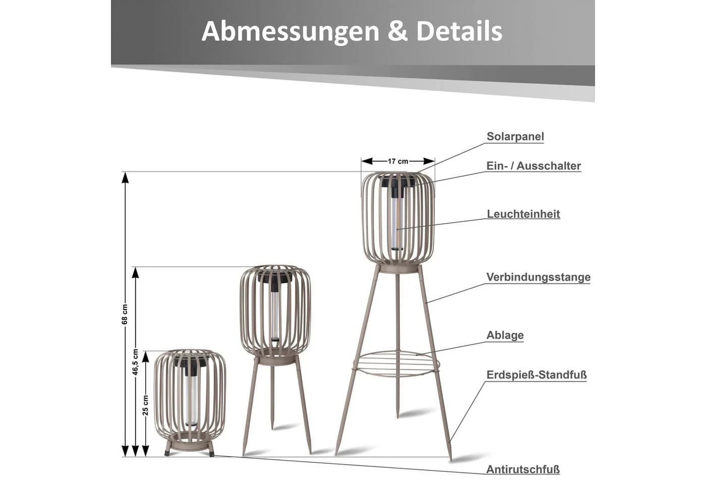 Northpoint LED Solarleuchte Garten Stehleuchte 3in1 warmweiß - Bild 3